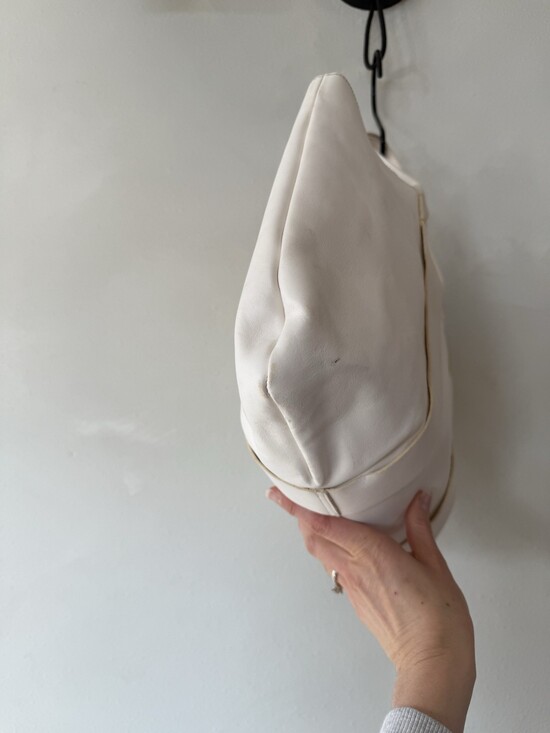 Clare V. Vivier La Tropezienne White Leather Shopper Tote Laptop Work Bag Troupe - Picture 7 of 12